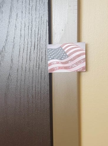 close up of american flag sticker